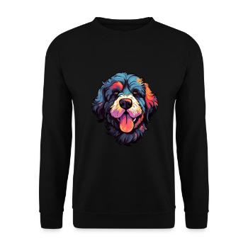 Portugiesische Wasserhunderasse Aquarell Cartoon Kawa - Unisex Pullover - Schwarz - Vorne - Alina (178cm) & Michal (187cm)