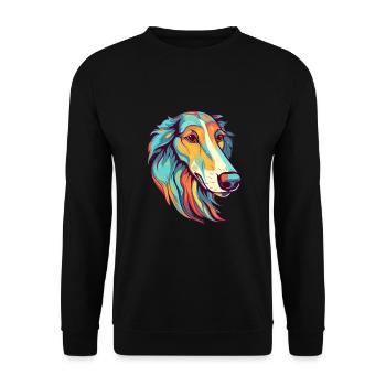 Silken Windhound Chien Race Aquarelle Dessin Animé Kawa - Sweat-shirt Unisexe - noir - Devant - Alina (178cm) & Michal (187cm)