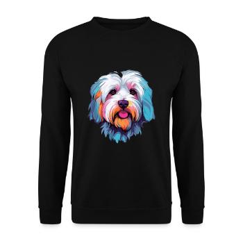 Cotons de Tuléar Race Chien Aquarelle Dessin Animé Kawa - Sweat-shirt Unisexe - noir - Devant - Alina (178cm) & Michal (187cm)
