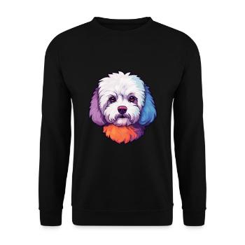 Bichons frisé race de chien aquarelle dessin animé Kawaii - Sweat-shirt Unisexe - noir - Devant - Alina (178cm) & Michal (187cm)