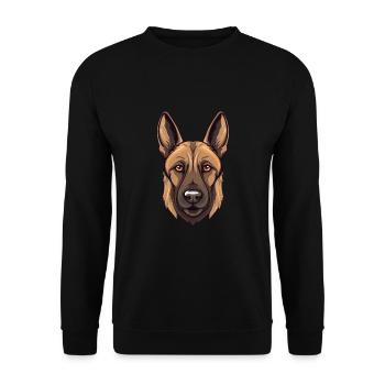 Chien Malinoi Belge Race Aquarelle Dessin Animé Kawai - Sweat-shirt Unisexe - noir - Devant - Alina (178cm) & Michal (187cm)