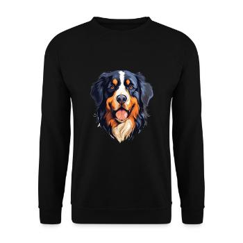 Bernese Mountain Dog Breed Watercolor Cartoon Kawa - Unisex Sweatshirt - black - Front - Alina (178cm) & Michal (187cm)