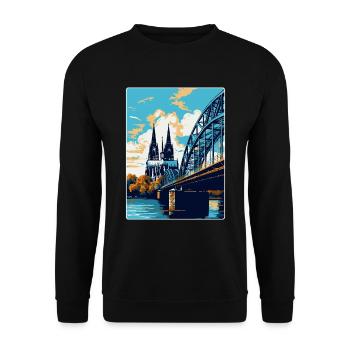 Köln Deutschland Vintage Reiseplakat Souvenir WPA - Unisex Pullover - Schwarz - Vorne - Alina (178cm) & Michal (187cm)