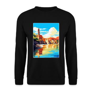 San Sebastian Spain Vintage Travel Poster Souvenir - Unisex Sweatshirt - black - Front - Alina (178cm) & Michal (187cm)