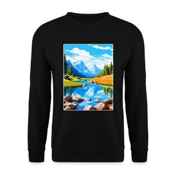 Aiguestortes I Estany de Sant Maurici Park Spanien - Unisex Pullover - Schwarz - Vorne - Alina (178cm) & Michal (187cm)