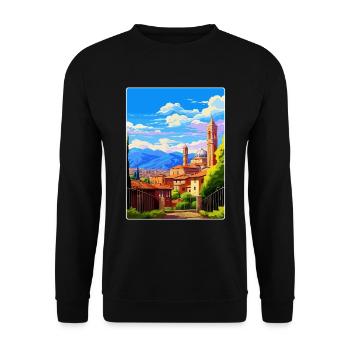 Bergame Italie Affiche de voyage vintage WPA Souvenir - Sweat-shirt Unisexe - noir - Devant - Alina (178cm) & Michal (187cm)