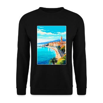 Nice France Vintage Travel Poster WPA Art Souvenir - Unisex Sweatshirt - black - Front - Alina (178cm) & Michal (187cm)