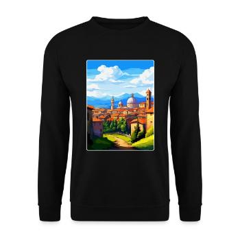 Bergame Italie Affiche de voyage vintage WPA Souvenir - Sweat-shirt Unisexe - noir - Devant - Alina (178cm) & Michal (187cm)