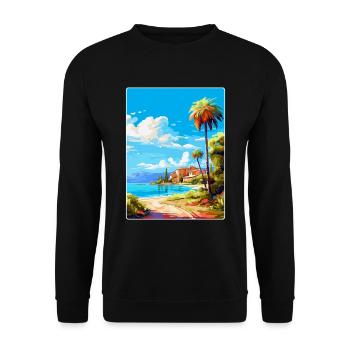 Alcudia Espagne Affiche de voyage vintage WPA Souvenir - Sweat-shirt Unisexe - noir - Devant - Alina (178cm) & Michal (187cm)