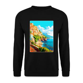 Amalfi Italie Affiche de voyage vintage WPA Souvenir - Sweat-shirt Unisexe - noir - Devant - Alina (178cm) & Michal (187cm)