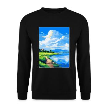 Lac de Bracciano Italie Affiche de voyage vintage WPA Art - Sweat-shirt Unisexe - noir - Devant - Alina (178cm) & Michal (187cm)