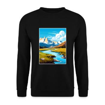 Torres Del Paine Affiche de voyage vintage souvenir - Sweat-shirt Unisexe - noir - Devant - Alina (178cm) & Michal (187cm)