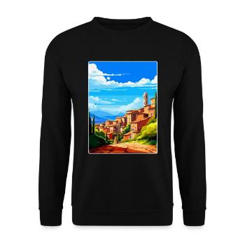 Pérouse Italie Affiche de voyage vintage WPA Souvenir - Sweat-shirt Unisexe - noir - Devant - Alina (178cm) & Michal (187cm)