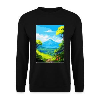 La Réunion Nationalpark Frankreich Reiseplakat WPA - Unisex Pullover - Schwarz - Vorne - Alina (178cm) & Michal (187cm)