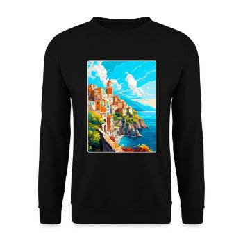 Amalfi Italie Affiche de voyage vintage WPA Souvenir - Sweat-shirt Unisexe - noir - Devant - Alina (178cm) & Michal (187cm)