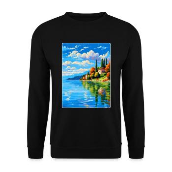 Lake Varese Italy Vintage Travel Poster Souvenir - Unisex Sweatshirt - black - Front - Alina (178cm) & Michal (187cm)