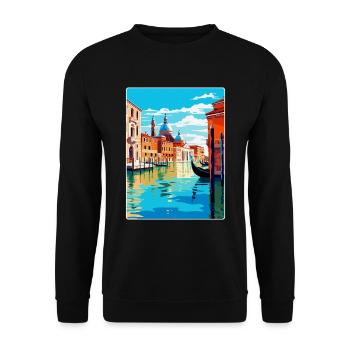 Venedig Italien Vintage Reiseplakat WPA Souvenir - Unisex Pullover - Schwarz - Vorne - Alina (178cm) & Michal (187cm)