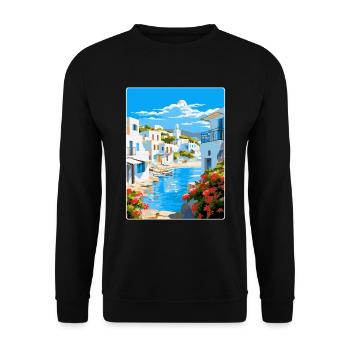 Paros Greece Vintage Travel Poster WPA Souvenir - Unisex Sweatshirt - black - Front - Alina (178cm) & Michal (187cm)