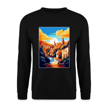 Toledo Spanien Vintage Reiseposter WPA Souvenir - Unisex Pullover - Schwarz - Vorne - Alina (178cm) & Michal (187cm)