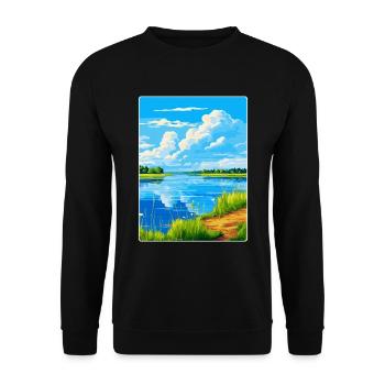 Lac de Lacanau France Poster de voyage vintage souvenir - Sweat-shirt Unisexe - noir - Devant - Alina (178cm) & Michal (187cm)