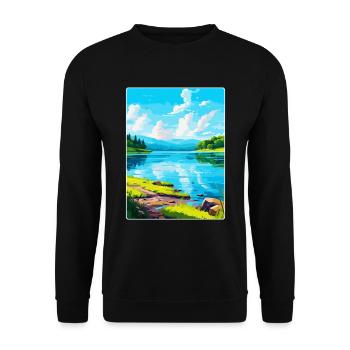 Lake Sainte Croix France Vintage Travel Poster WPA - Unisex Sweatshirt - black - Front - Alina (178cm) & Michal (187cm)