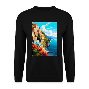Amalfi Italie Affiche de voyage vintage WPA Souvenir - Sweat-shirt Unisexe - noir - Devant - Alina (178cm) & Michal (187cm)