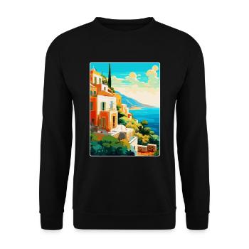 Capri Italy Vintage Travel Poster WPA Art Souvenir - Unisex Sweatshirt - black - Front - Alina (178cm) & Michal (187cm)