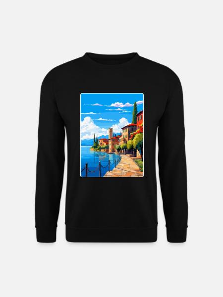 Sirmione Italie Affiche de voyage vintage Souvenir WPA - Sweat-shirt Unisexe - noir