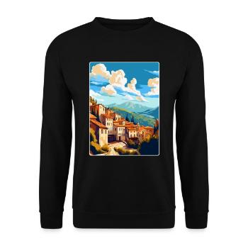 Cuenca Spain Vintage Travel Poster WPA Souvenir - Unisex Sweatshirt - black - Front - Alina (178cm) & Michal (187cm)