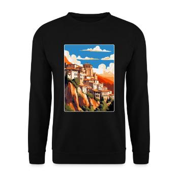 Cuenca Spain Vintage Travel Poster WPA Souvenir - Unisex Sweatshirt - black - Front - Alina (178cm) & Michal (187cm)