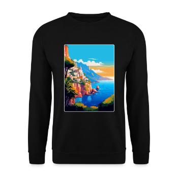 Capri Italy Vintage Travel Poster WPA Art Souvenir - Unisex Sweatshirt - black - Front - Alina (178cm) & Michal (187cm)
