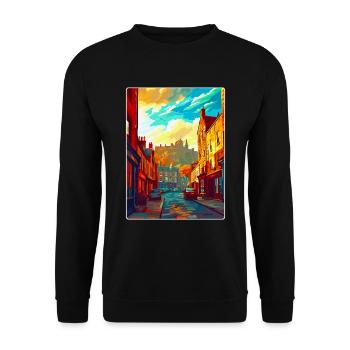 Edinburgh Schottland UK Vintage Reiseplakat WPA - Unisex Pullover - Schwarz - Vorne - Alina (178cm) & Michal (187cm)