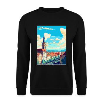Stuttgart Allemagne Poster de voyage vintage souvenir - Sweat-shirt Unisexe - noir - Devant - Alina (178cm) & Michal (187cm)