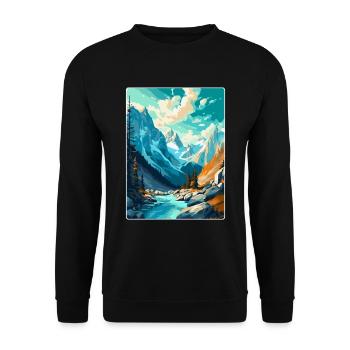 Triglav Slovenia Vintage Travel Poster Souvenir - Unisex Sweatshirt - black - Front - Alina (178cm) & Michal (187cm)