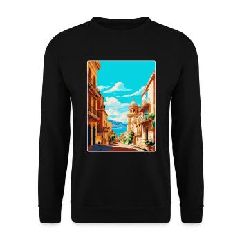 Palermo Italy Vintage Travel Poster WPA Souvenir - Unisex Sweatshirt - black - Front - Alina (178cm) & Michal (187cm)