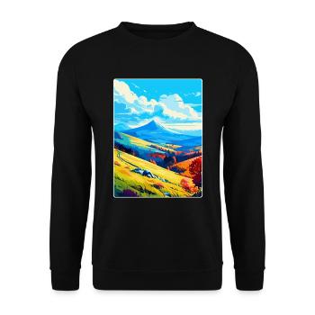 Bieszczady Pologne Affiche de voyage vintage souvenir - Sweat-shirt Unisexe - noir - Devant - Alina (178cm) & Michal (187cm)