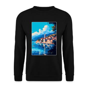 Cavtat Kroatien Vintage Reiseplakat Souvenir WPA - Unisex Pullover - Schwarz - Vorne - Alina (178cm) & Michal (187cm)