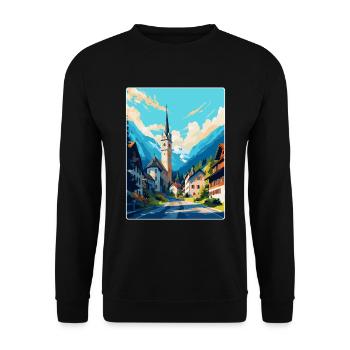 Oberammergau Germany Vintage Travel Poster WPA Art - Unisex Sweatshirt - black - Front - Alina (178cm) & Michal (187cm)