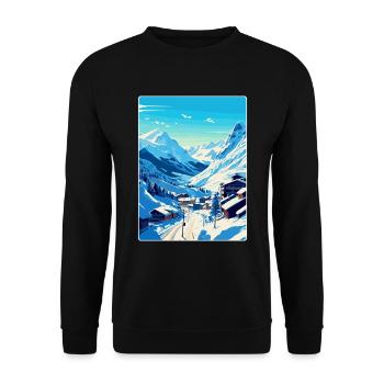 Obergurgl Autriche Affiche de voyage vintage souvenir - Sweat-shirt Unisexe - noir - Devant - Alina (178cm) & Michal (187cm)