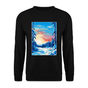 Lappland Finnland Vintage Reiseplakat Souvenir WPA - Unisex Pullover - Schwarz - Vorne - Alina (178cm) & Michal (187cm)