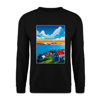 Reykjavik Iceland Vintage Travel Poster Souvenir - Unisex Sweatshirt - black - Front - Alina (178cm) & Michal (187cm)