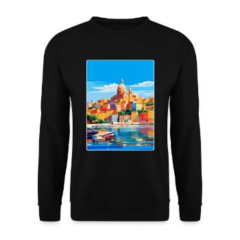 Cagliari Italie Affiche de voyage vintage Souvenir WPA - Sweat-shirt Unisexe - noir - Devant - Alina (178cm) & Michal (187cm)