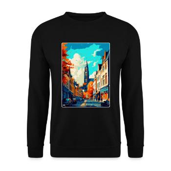 Maastricht Niederlande Vintage Reiseplakat WPA - Unisex Pullover - Schwarz - Vorne - Alina (178cm) & Michal (187cm)