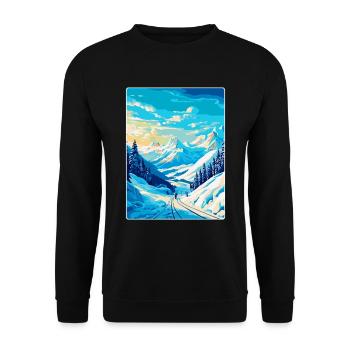 Laax Schweiz Vintage Reiseplakat Souvenir - Unisex Pullover - Schwarz - Vorne - Alina (178cm) & Michal (187cm)