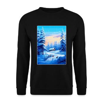 Lappland Finnland Vintage Reiseplakat Souvenir WPA - Unisex Pullover - Schwarz - Vorne - Alina (178cm) & Michal (187cm)