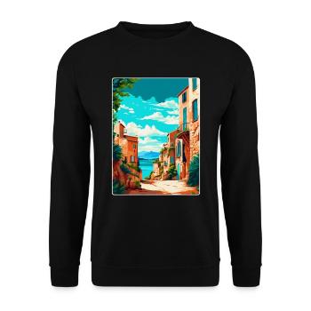 Mallorca Spanien Vintage Reiseplakat Souvenir WPA - Unisex Pullover - Schwarz - Vorne - Alina (178cm) & Michal (187cm)