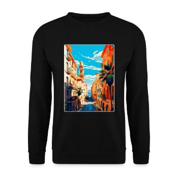 Barcelone Espagne Affiche de voyage vintage Souvenir WPA - Sweat-shirt Unisexe - noir - Devant - Alina (178cm) & Michal (187cm)