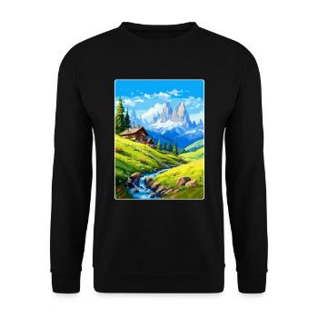 Dolomiten Italien Vintage Reiseplakat Souvenir WPA - Unisex Pullover - Schwarz - Vorne - Alina (178cm) & Michal (187cm)
