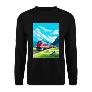 Glacier Express Suisse Affiche de voyage vintage - Sweat-shirt Unisexe - noir - Devant - Alina (178cm) & Michal (187cm)