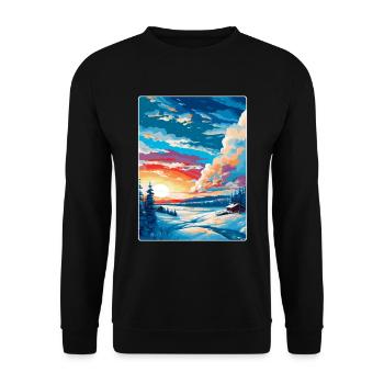 Kiruna Sweden Vintage Travel Poster WPA Souvenir - Unisex Sweatshirt - black - Front - Alina (178cm) & Michal (187cm)